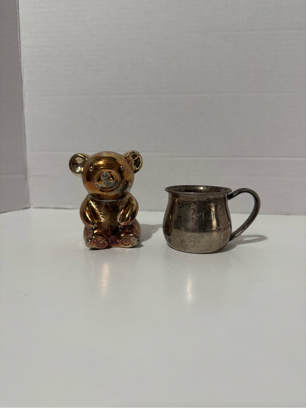 Vintage Lunt Sterling Silver 102 Cup & Teddy Bear Coin Holder Missing Stopper